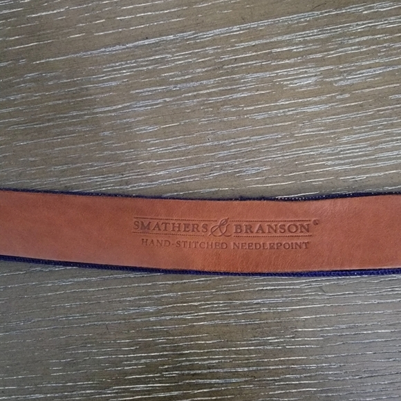 SMATHERS & BRANSON Navy Multicolor Dancing Bears Needlepoint Belt size 32 - Picture 3 of 8